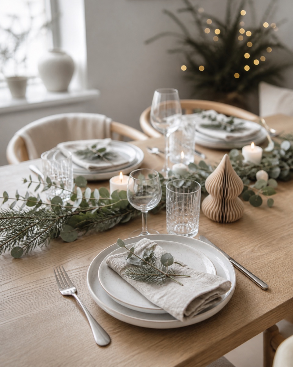 Mesa posta de Natal no estilo Minimalista & leve
