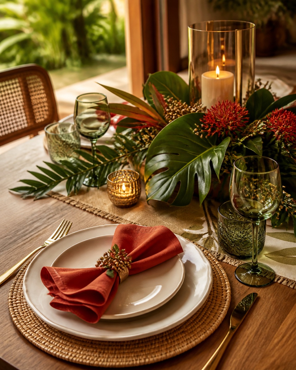 Mesa posta de Natal no estilo Brasileira & vibrante